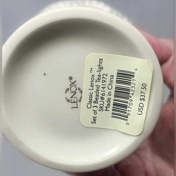 Lenox Ivory Fine China Classic Beaded Votive / Tea Light Candle Holder Set of 3 - Picture 10 of 16